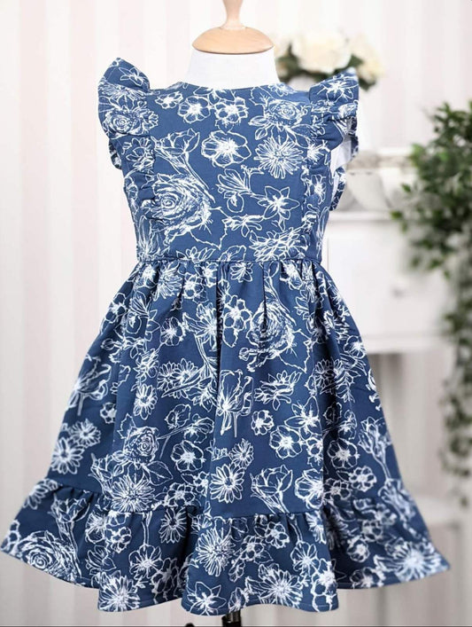 Plava haljina od pamučnog materijala sa elastinom - SNIŽENO