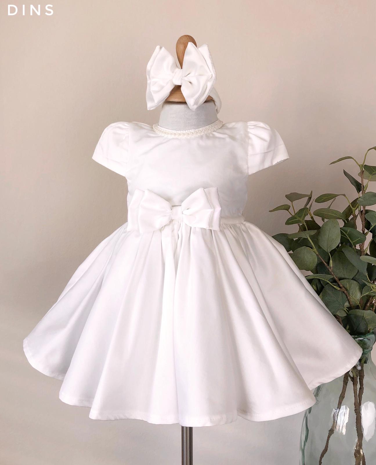 Bela svečana haljina od sateniziranog pamuka